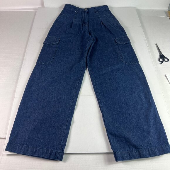 rag & bone Denim - Rag & Bone Jean Women 25x28* Cassidy High Rise Wide Leg Cargo Blue Denim Tag 23